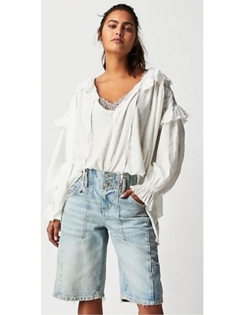 Free People Edwardian Romantic Ethereal Ally  Tunic in Optic White Medium NEW - Picture 15 of 15